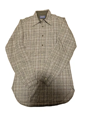 Vintage 100% Wool Pendleton Mens Striped Button Up Shirt Medium Brown Plaid - Image 1 of 4