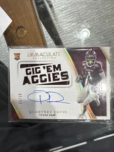 2020 Immaculate Collegiate Quartney Davis BOWL LOGO “Gig ‘Em” Patch Auto RC /10 - Picture 1 of 5