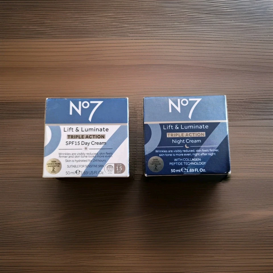 No7 Lift & Luminate Triple Action | Day Cream SPF15 & Night Cream | 50ml