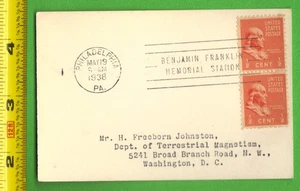1938 FDC ½c Vertical Pr Stamps H F Johnston Geomagnetist - Terrestrial Magnetism - Picture 1 of 2