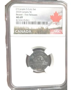 TOP POP Canada 2024 5 Cent King Charles III NGC MS-69 Fantastic Grade! BID Low!! - Picture 1 of 3