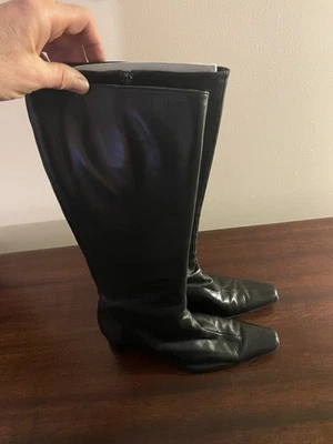 Women's Leather Knee High Black Riding Boots Handcrafted Quality Size 8 1/2 USA - Image 1 of 4