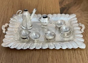 VTG Antique Mexican Silver Lot of 12 Pieces Tea Set for Miniature Dollhouse - Picture 1 of 21