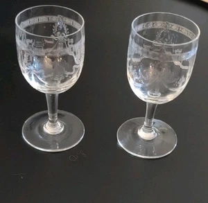 Exquisite Baccarat? Etched Clear Crystal Cordial Glasses 2 SSE - Picture 1 of 9