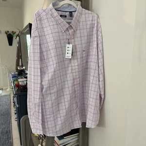 Izod Performance comfort, Men big and tall, 4XL button down shirt, pink blue NWT - Picture 1 of 8