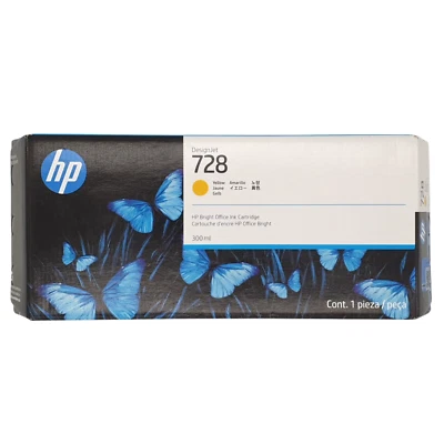 HP 728 300ML Extra High Capacity Yellow Ink Cartridge F9K15A Original Designjet - Image 1 of 4