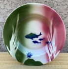Syracuse China Tri-color AIRBRUSH FISH 9" Flat Soup Salad Bowl Excellent 