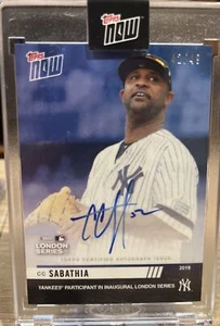 2019 CC Sabathia Auto /49 BLUE Topps Now  Inaugural London Series - Picture 1 of 2