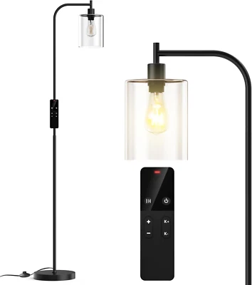 Industrial Floor Lamp with Glass Shade, Modern Dimmable Floor Lamp with Remote L - Image 1 of 4