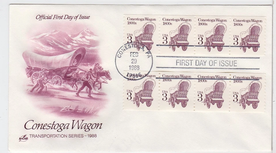 TurtlesTradingPost- Conestoga Wagon 1800s- 1988 #2252 FDC Artcraft Cachet - Image 1 of 1