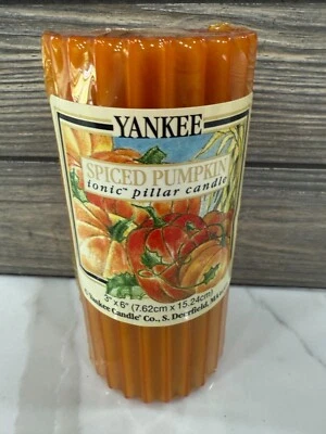 Vintage Yankee Spiced Pumpkin Ionic Pillar Candle Rare HTF 3" X 6" Fall Decor - Image 1 of 4