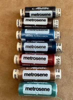7 Spool Lot Mettler Metrosene Thread Sewing Germany sealed black multi colors - Image 1 of 4