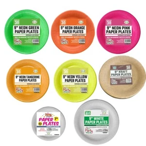[Pack of 300] Disposable Colourful Paper Plates 9"/7" Round Dessert Party Plates - Picture 1 of 87