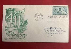 January 15, 1952 US FIRST DAY COVER 3 Cents 4H Club Anniversary Cachet-Craft FDC - Picture 1 of 5