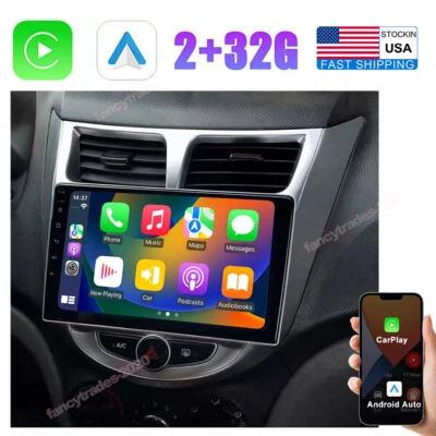  CarPlay For Hyundai Accent 2011-2019 Car Stereo Radio 2+32GB Android13 GPS NAVI - Image 1 of 4