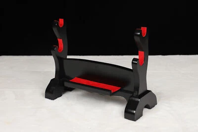 Solid Wood 2-Tier Sword Stand for Display Japanese Samurai Katana Sword Holder - Image 1 of 2