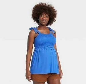 Camiseta sin mangas Isabel Maternity Tie Strap azul pequeña - Imagen 1 de 5