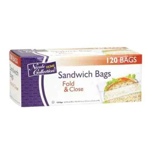 120 Count Sandwich Bags Fold Close Disposable Food Storage Snack lunch School - Picture 1 of 3