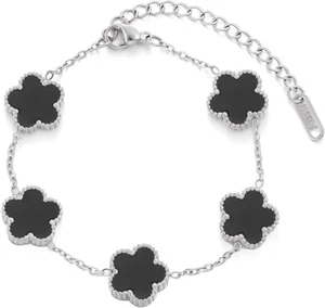 18K Gold Plated Clover Bracelets for Women, Four Leaf Clover Bracelet Lucky Birt - Picture 1 of 6