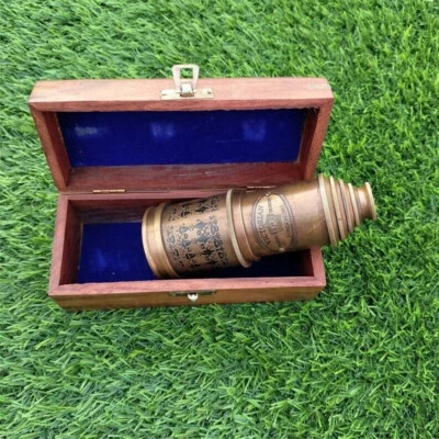 Telescopio espía vintage look marítimo nuevo hecho a mano de latón macizo con caja de madera nuevo Foto 1 de 4