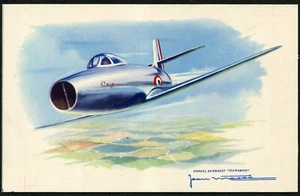 Marcel Dassault Ouragan French Fighter Bomber Airplane Postal Card Jean Masso - Picture 1 of 1
