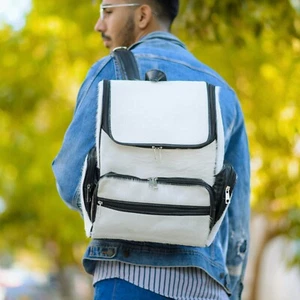 Smart White Cowhide Backpack - Back to school and perfect for Travelling - Picture 1 of 7