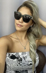 Christian DIOR White Olive Cat Eye Oversized Women's Sunglasses - Picture 1 of 14