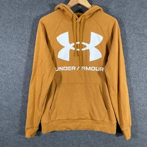 Under Armour Jumper Mens Medium Brown Coldgear Pullover Sweater Hoodie Hooded - Picture 1 of 11