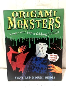Halloween ORIGAMI MONSTERS Book Steve Megumi Biddle VAMPIRE-BAT-DRAGONS-DINOSAUR - Picture 1 of 10
