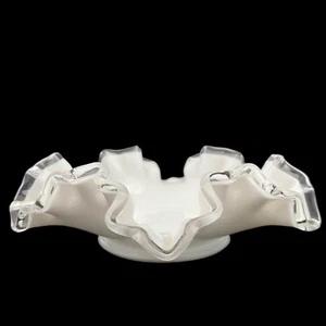 Vintage Fenton Silver Crest Ruffled Edge Candy Trinket Dish Bowl - Picture 1 of 7