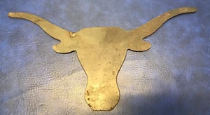 Recycled Steel Longhorn Cattle Shaped Sculpture - Picture 1 of 3