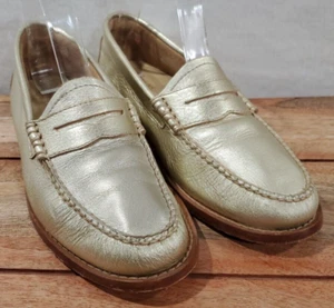 Mocasines de cuero artesanales dorados a mano Weejuns G H talla 6 M para mujer - Imagen 1 de 16