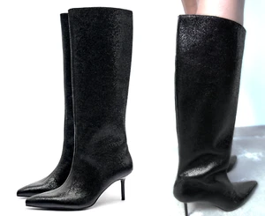 ZARA BLACK POINTED BOOTS SHOES HIGH HEEL UK 6 EUR 39 US 8 NEW - Picture 1 of 13
