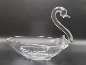 Vintage Duncan Miller Elegant Crystal Clear Glass Swan Dish Trinket Nut MCM Dish - Picture 1 of 12