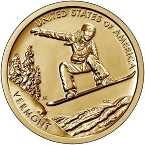 2022 D $1 Vermont - Snowboarding American Innovation Coin - BU - From mint roll - Picture 1 of 4