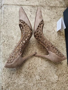 Sergio Rossi Royal Strass Scarpe Donna Pump Rose Blush Size 8 US - Picture 1 of 15