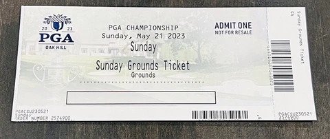 2023 PGA CHAMPIONSHIP OAK HILL FINAL ROUND SUNDAY TICKET BROOKS KOEPKA 5TH MAJOR Cover
