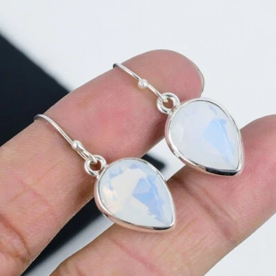 Orecchini In Argento Sterling 925 Con Gemma Opale Latte Per Fidanzata - Immagine 1 di 4