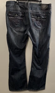 Extreme Couture Mens Size 40/31 Whiskered PolyCotton Stretch Denim Blue Jeans - Picture 1 of 13
