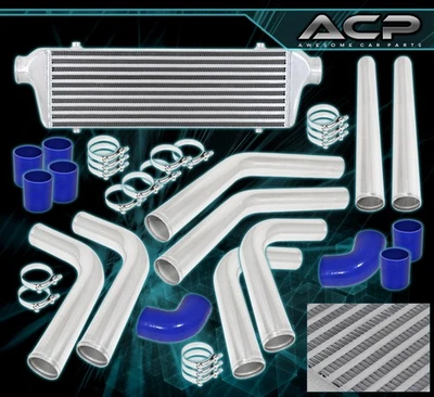 27.5" X 2.7" X 7" Aluminum Intercooler 64MM Piping Kit Black Upgrade Couplers - Изображение 1 из 3