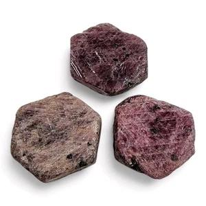 Ruby Hex Natural Stones Brazil 24.8 grams. 3 Piece Lot - Picture 1 of 1