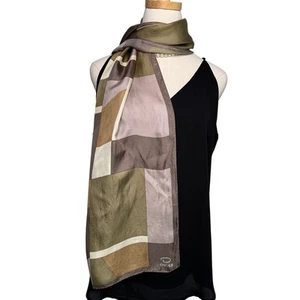 Vintage Oscar de la Renta 100% silk geometric pattern long scarf 11 x 52" - Picture 1 of 8