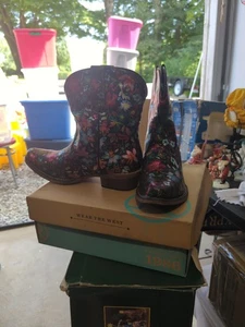 Roper Women's Ingrid Floral Western Boots Snip Toe Size 9 NEW - Picture 1 of 8