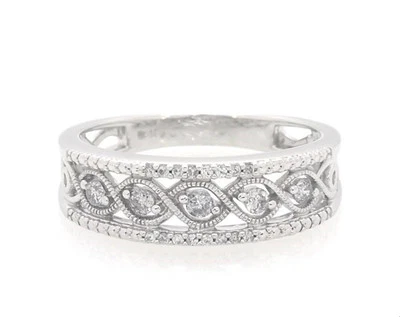 Kay Vintage Style Diamond Ring-1/5 Ct Tw Rnd Cut 10K White Gold- Size 5.5  - Image 1 of 4