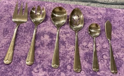 The Main Course MNF3 Serving Set Spoon Fork Korea Stainless Flatware Set of 6 - Image 1 of 3