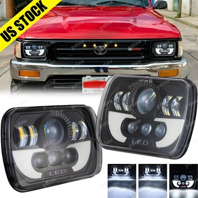Par de faros LED 7x6 5x7 Halo DRL para Toyota Corolla 1981 1982 1983-1992 Foto 1 de 4