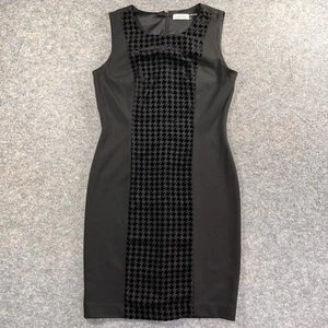 Calvin Klein Little Black Dress 6 Sleeveless Slimming Velour Chevron Bodycon - Picture 1 of 7