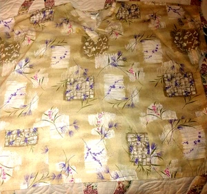 SCRUBS TOP SHIRT MEDICAL DENTAL SIMPLY BASIC 3XL FLORAL PINK PURPLE CAP SLEEVE - Picture 1 of 4