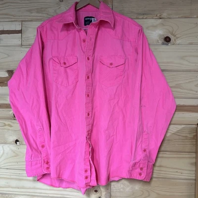 Vintage Neon Pink Wrangler Shirt Bright Hot Pink Brushpopper Size 17 36 XLT - Image 1 of 4