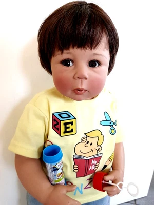 Enzo by Monika Levenig, size 74 cm, artist doll boy made of vinyl from 2006! - Image 1 of 4